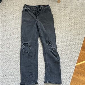 Hollister Black Distressed Straight-Leg Jeans
